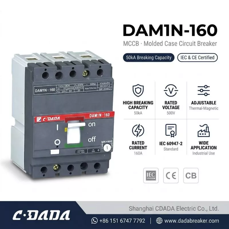 A CDADA nagy kapacitású DAM1N-160 160A MCCB megszakítót bocsát ki